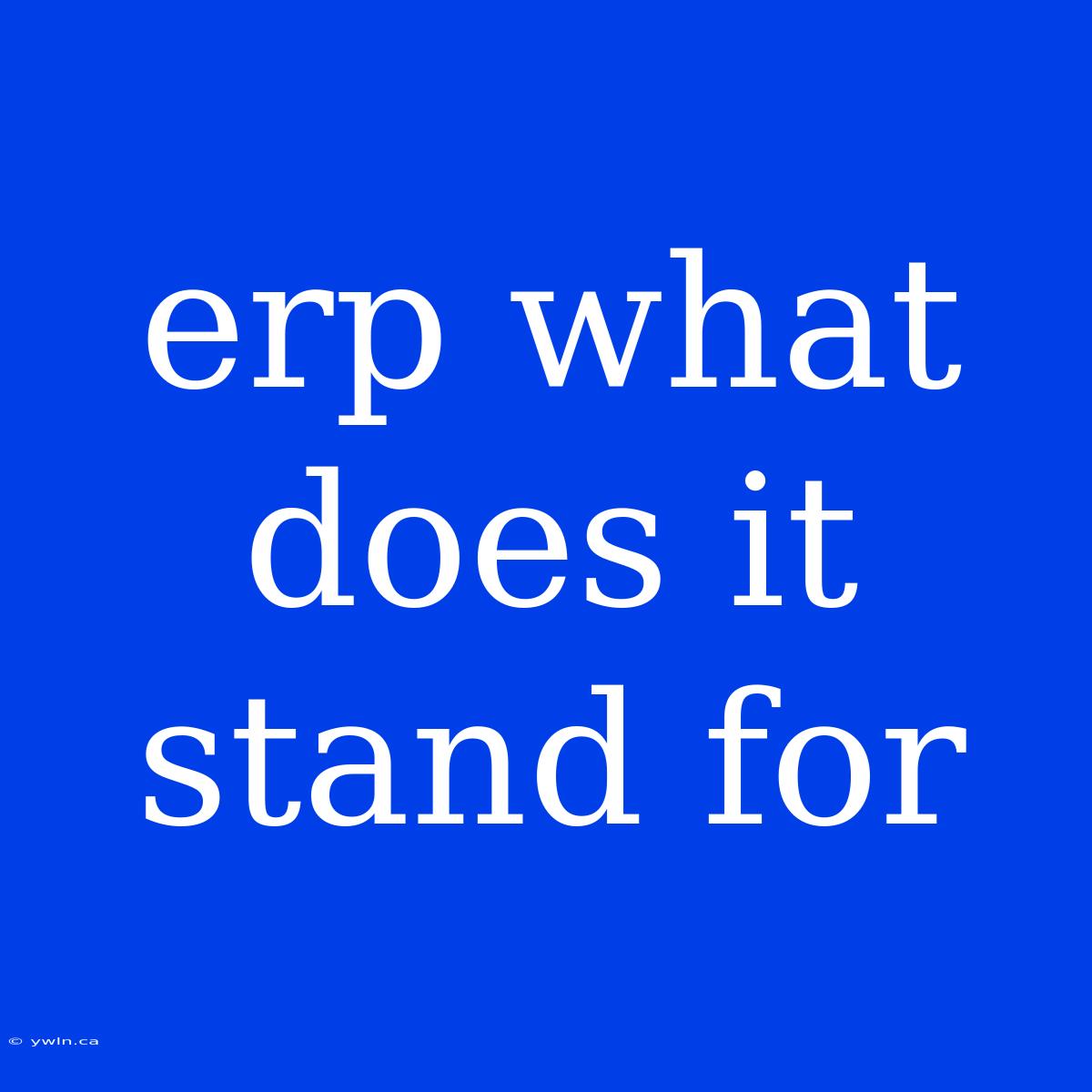 Erp What Does It Stand For