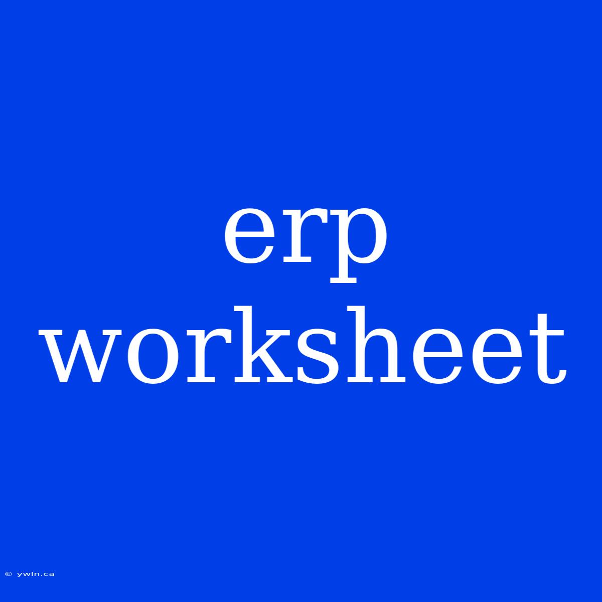 Erp Worksheet