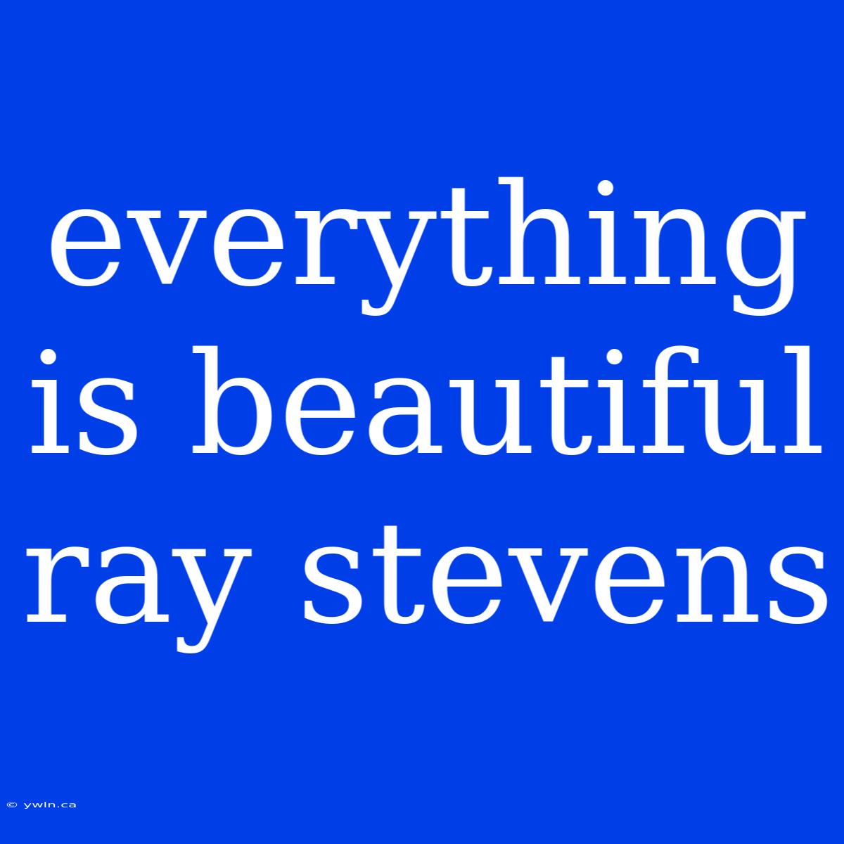 Everything Is Beautiful Ray Stevens