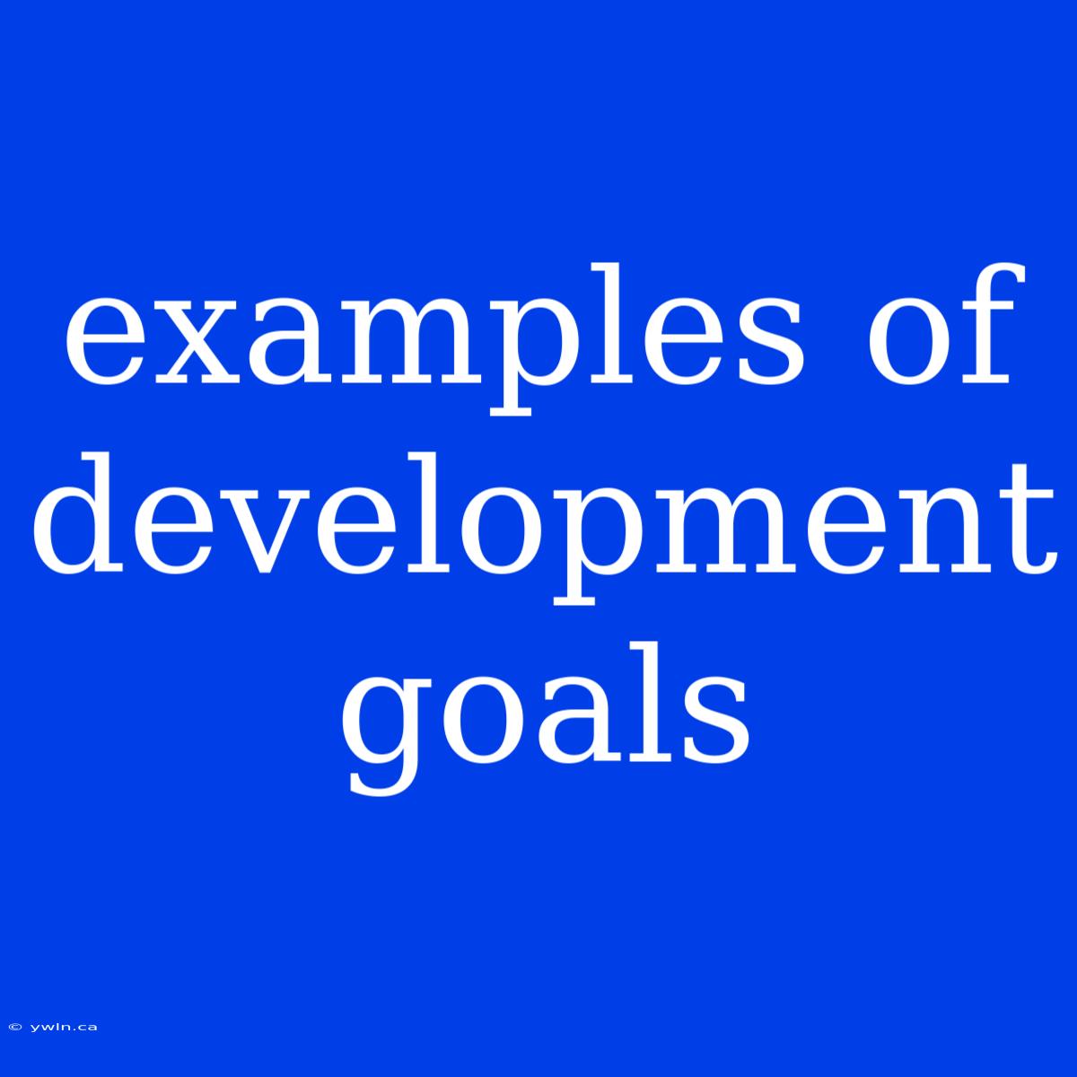 Examples Of Development Goals