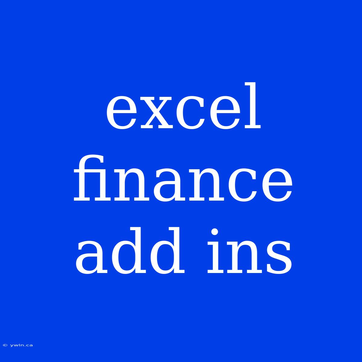 Excel Finance Add Ins