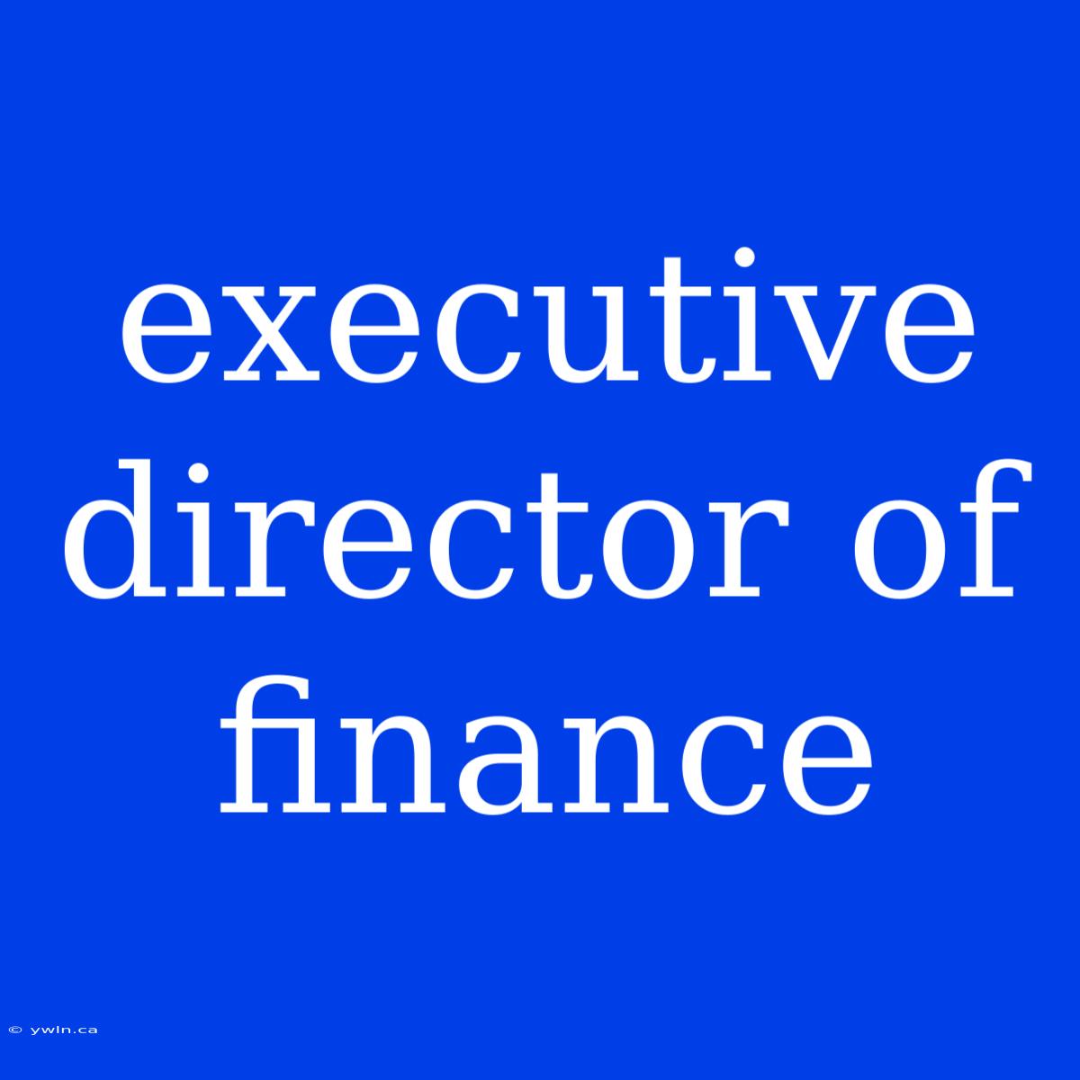 Executive Director Of Finance