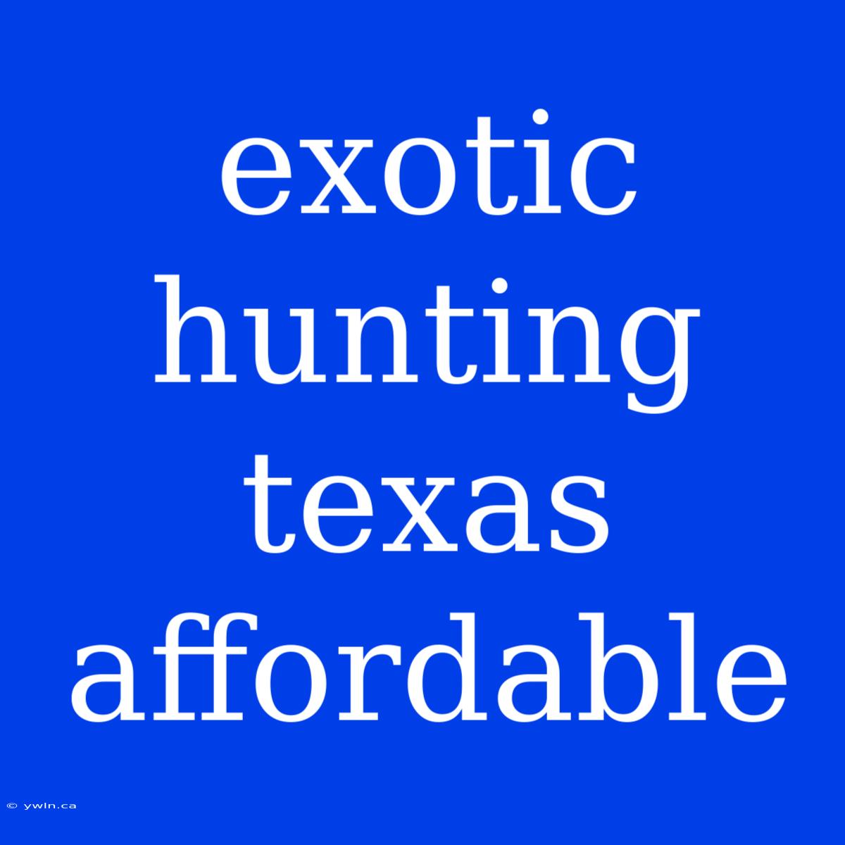 Exotic Hunting Texas Affordable