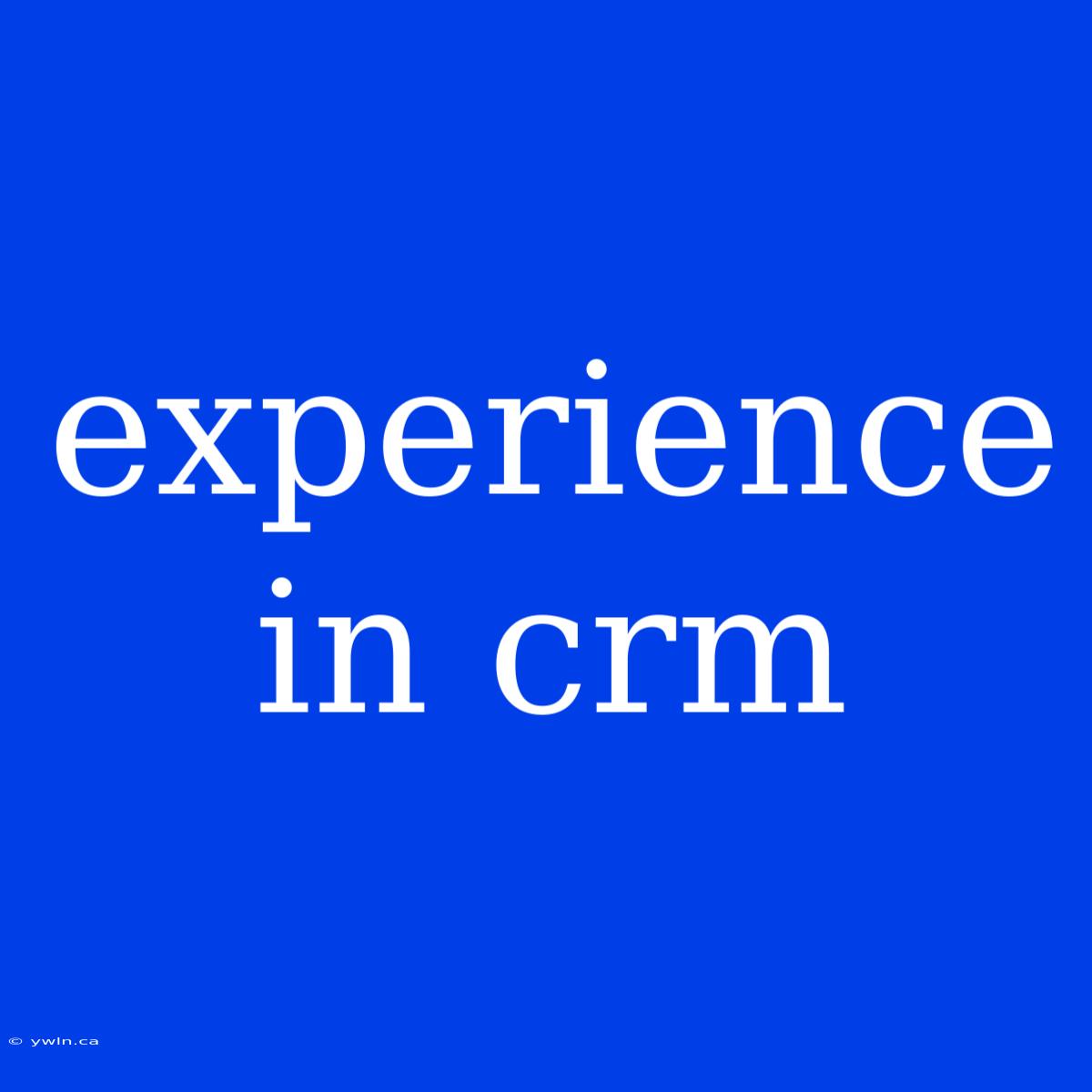 Experience In Crm