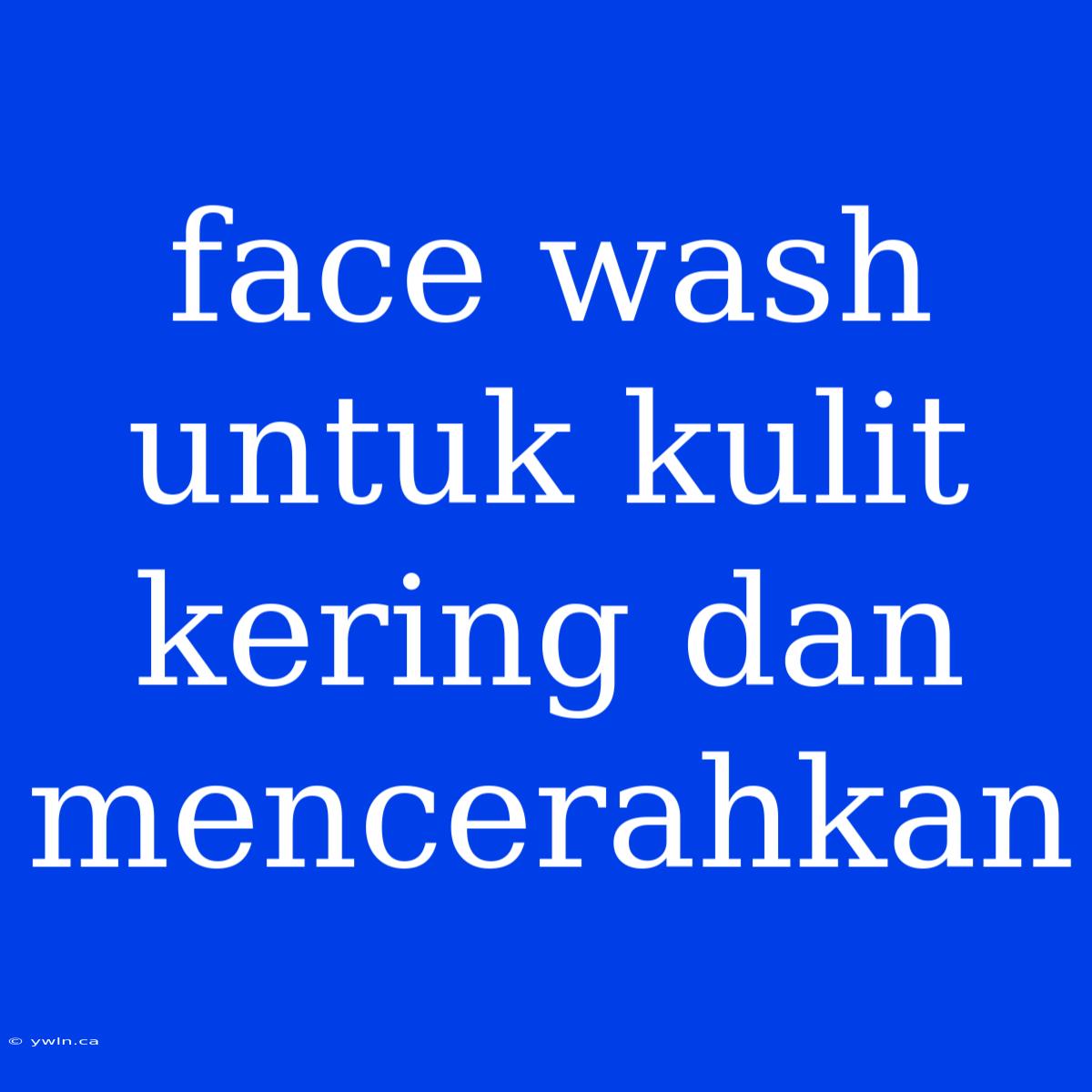 Face Wash Untuk Kulit Kering Dan Mencerahkan