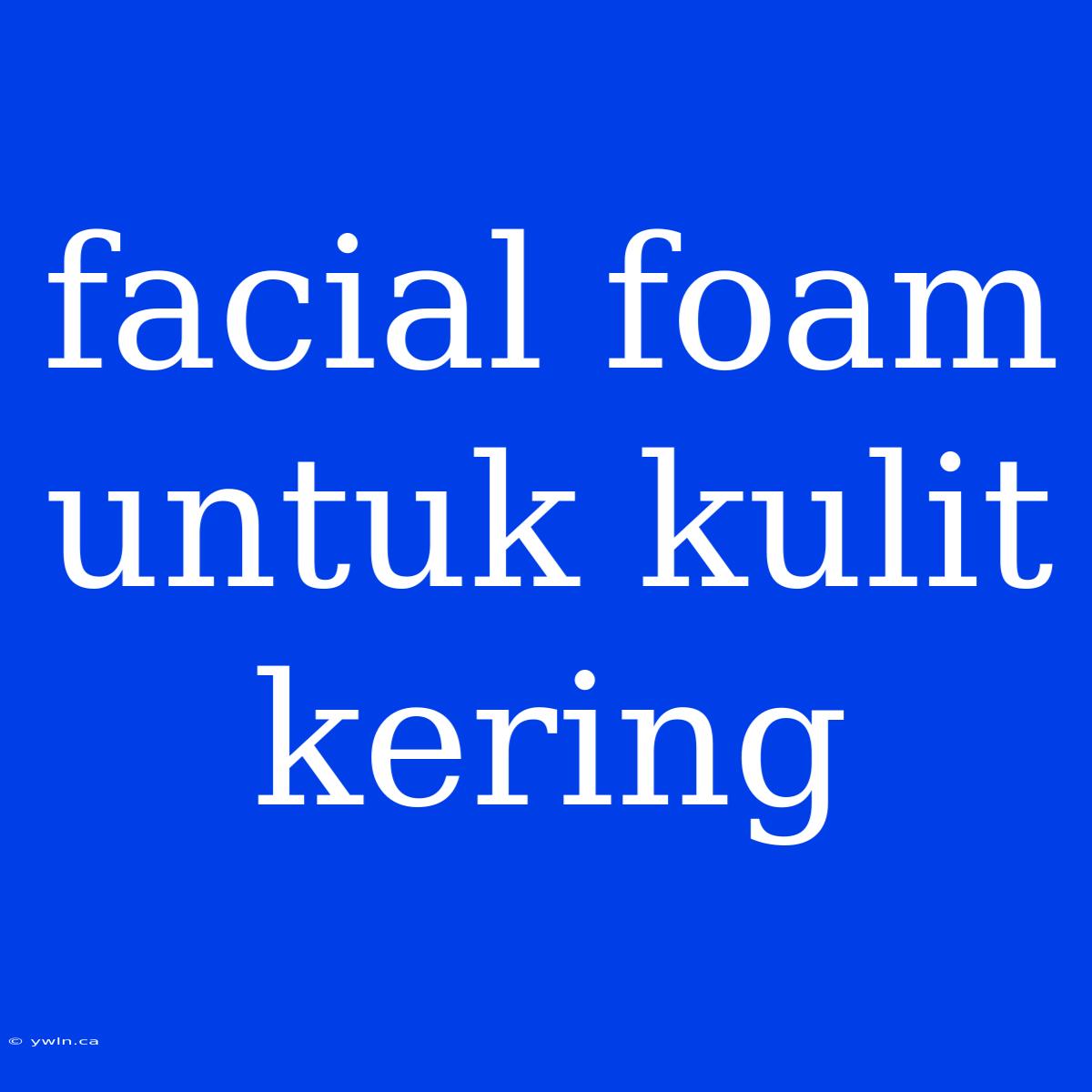 Facial Foam Untuk Kulit Kering