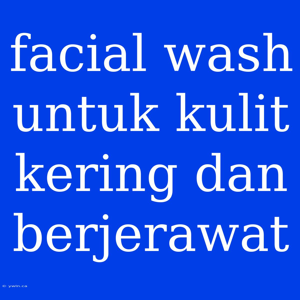 Facial Wash Untuk Kulit Kering Dan Berjerawat