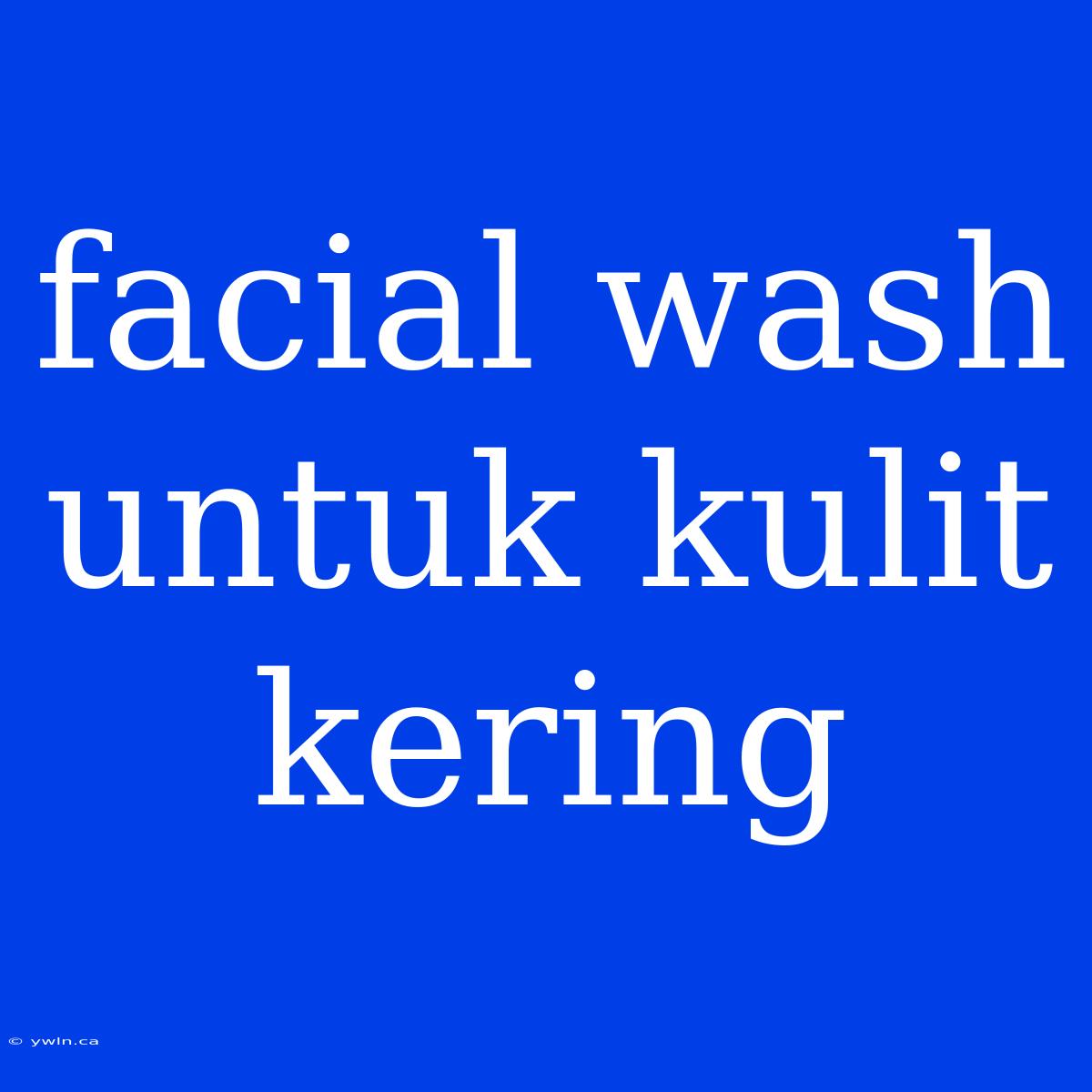 Facial Wash Untuk Kulit Kering