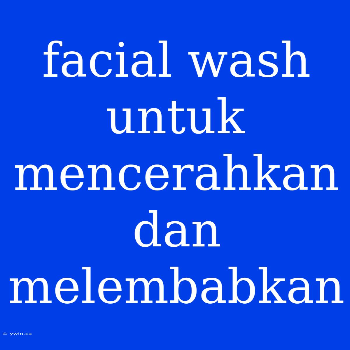 Facial Wash Untuk Mencerahkan Dan Melembabkan