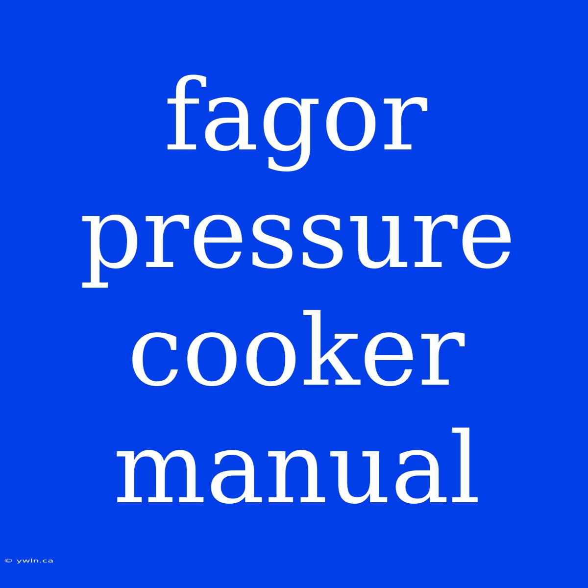 Fagor Pressure Cooker Manual