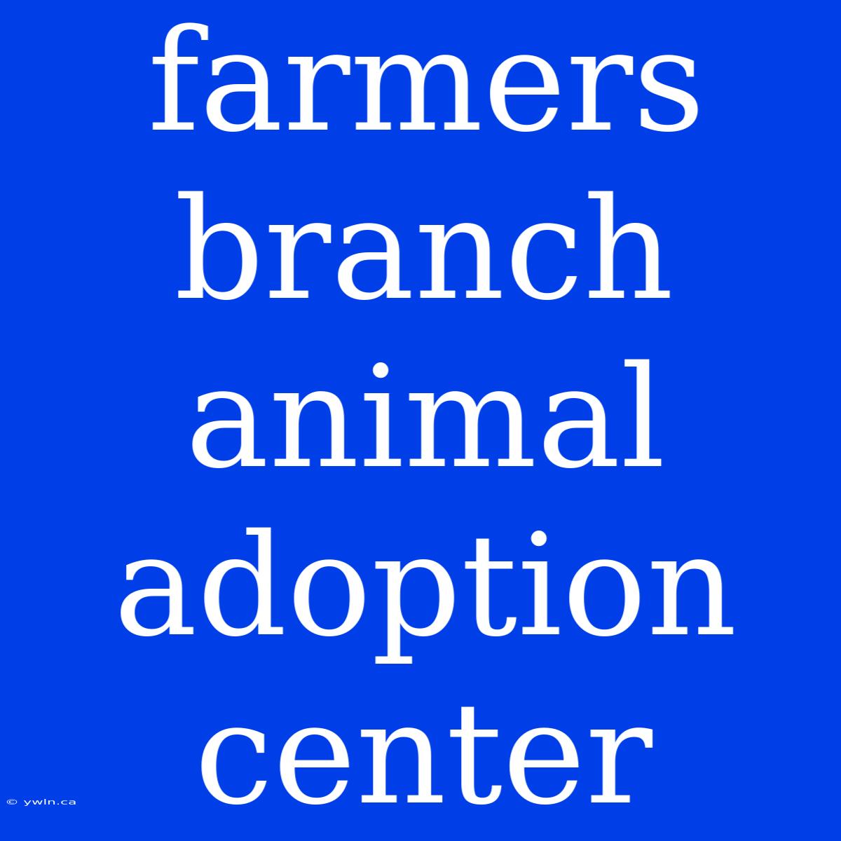 Farmers Branch Animal Adoption Center