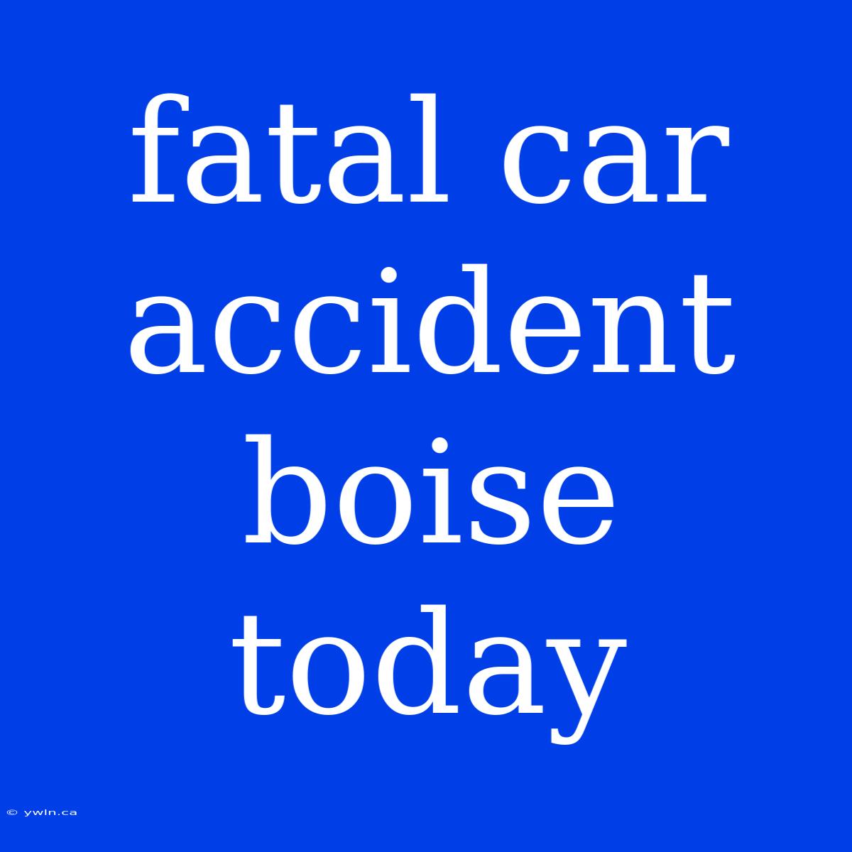 Fatal Car Accident Boise Today