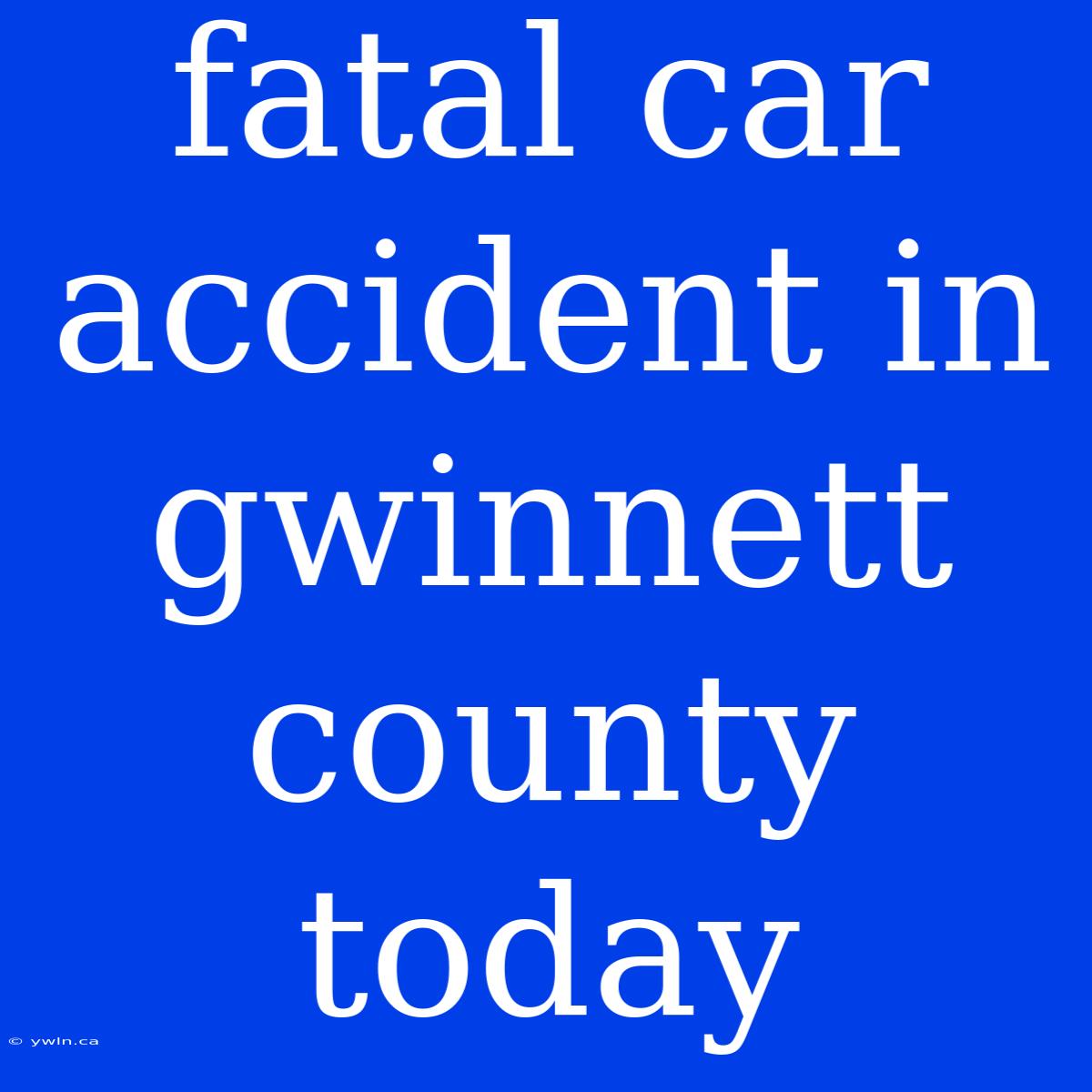 Fatal Car Accident In Gwinnett County Today