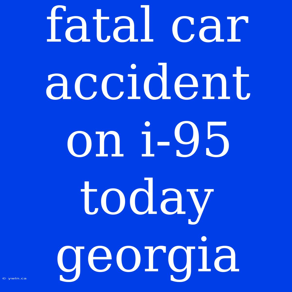 Fatal Car Accident On I-95 Today Georgia