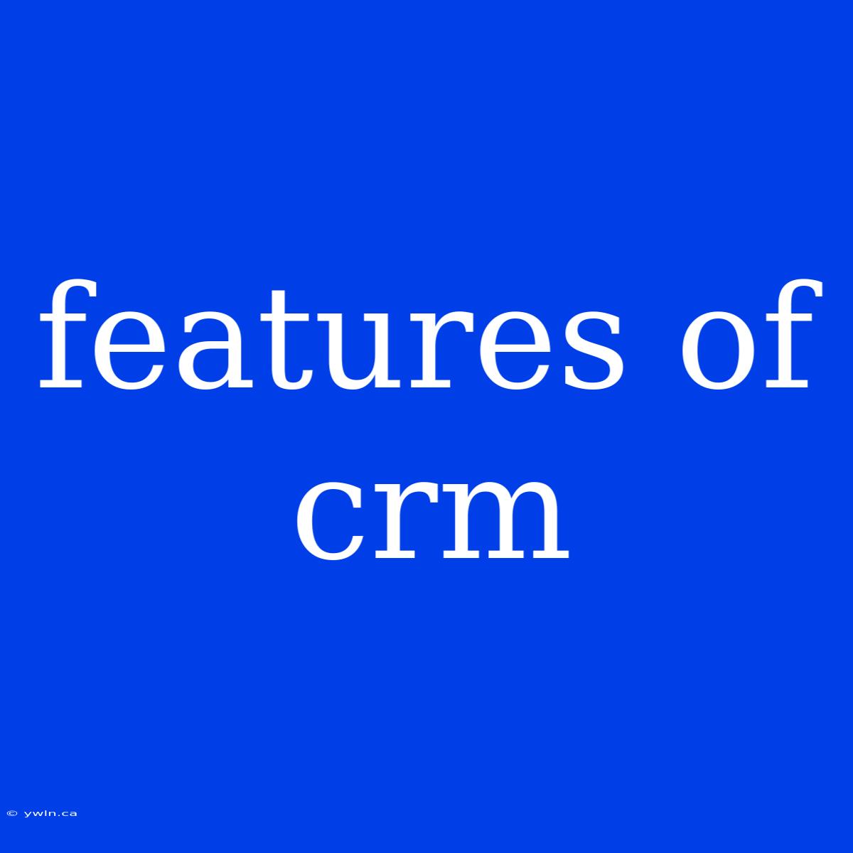 Features Of Crm