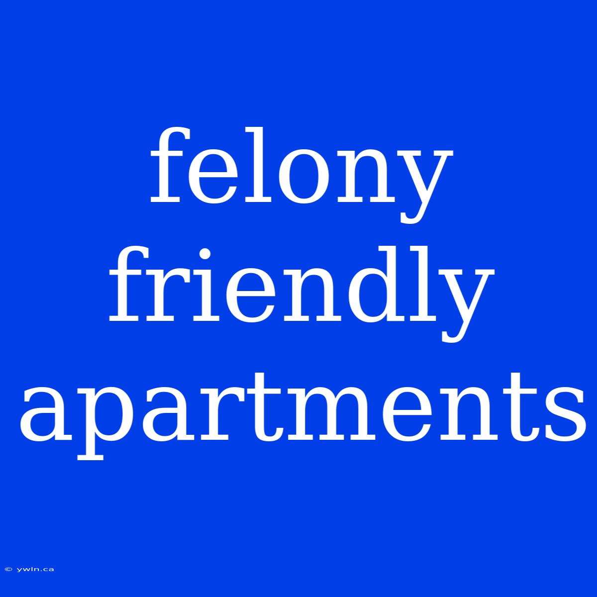 Felony Friendly Apartments