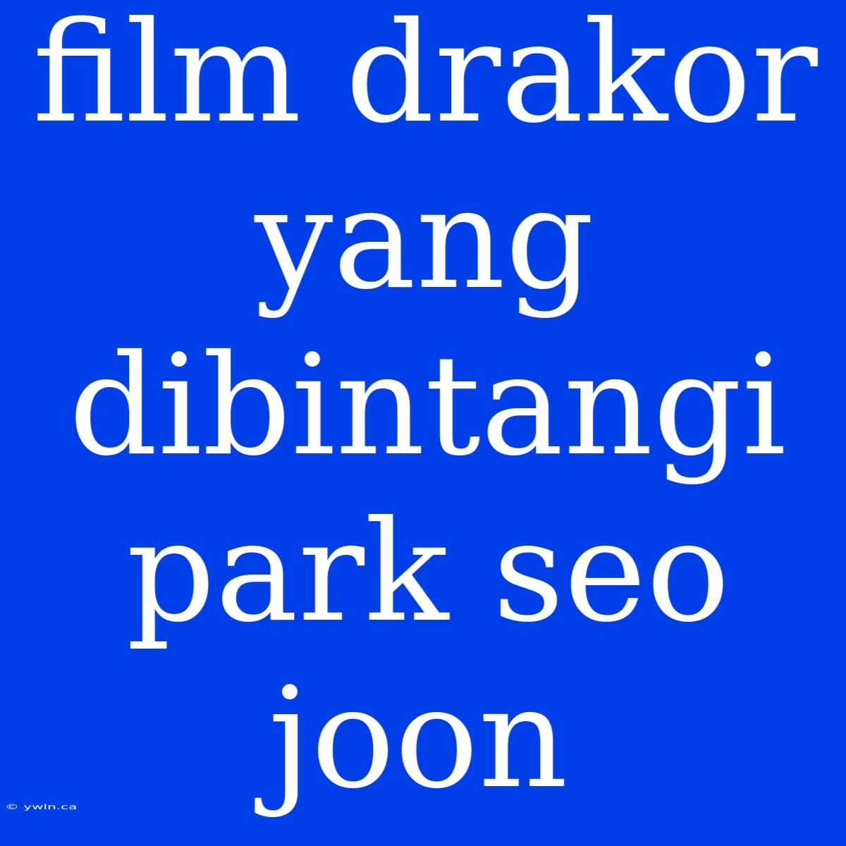 Film Drakor Yang Dibintangi Park Seo Joon