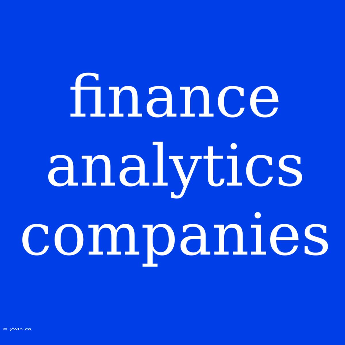 Finance Analytics Companies