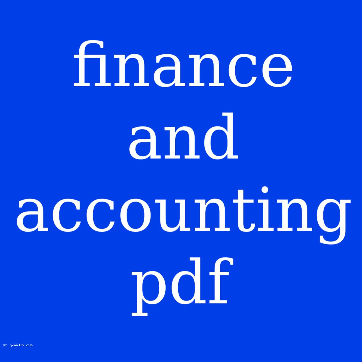 Finance And Accounting Pdf