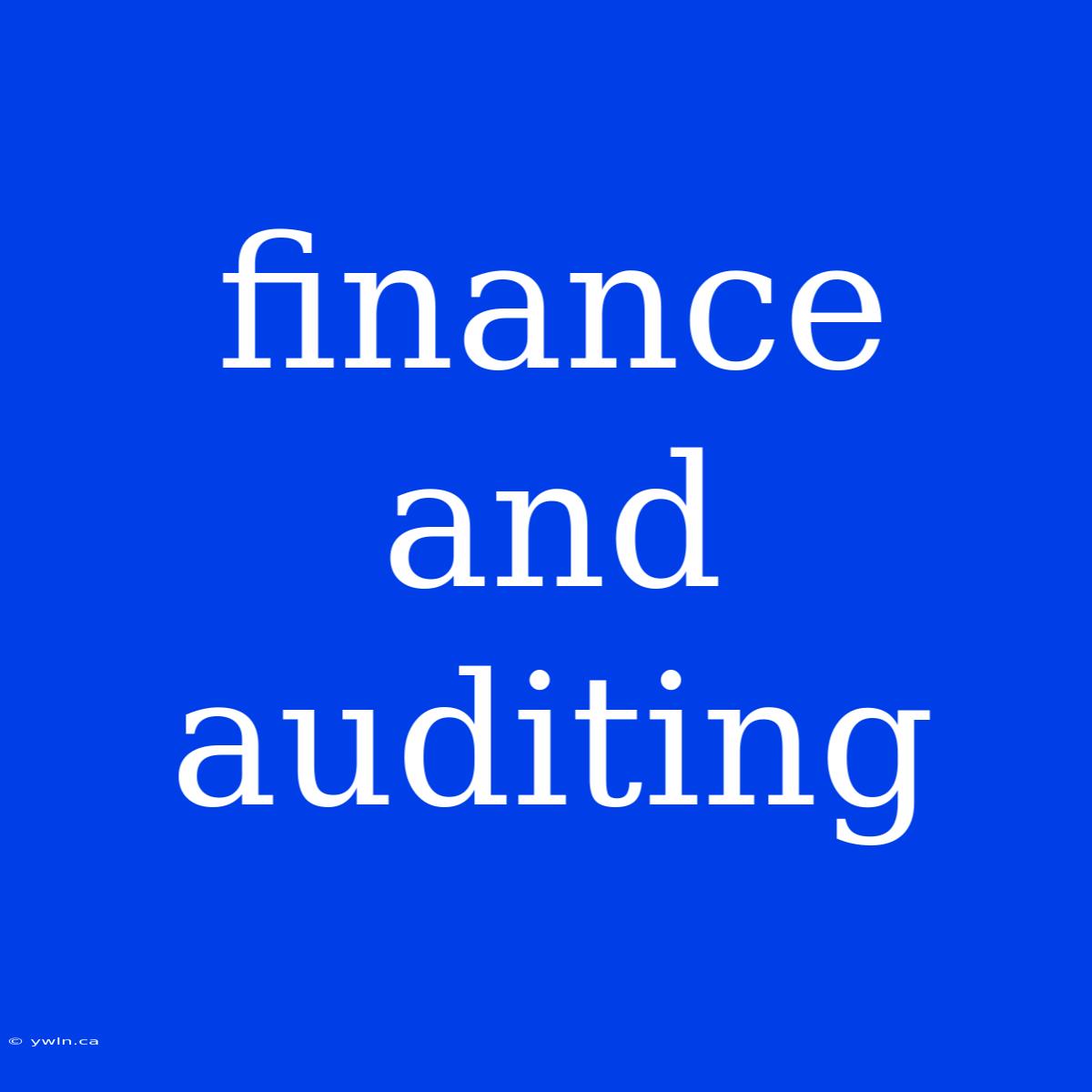 Finance And Auditing