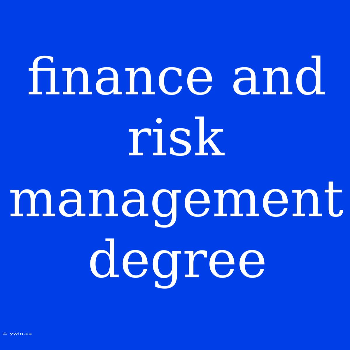 Finance And Risk Management Degree