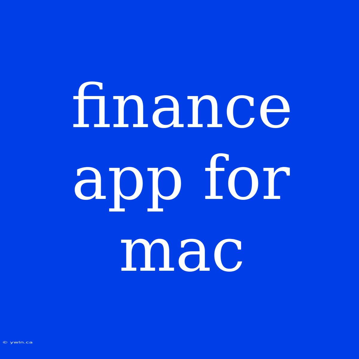 Finance App For Mac