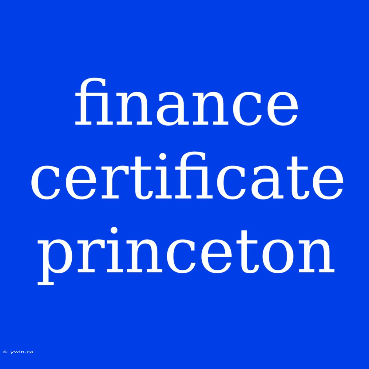 Finance Certificate Princeton