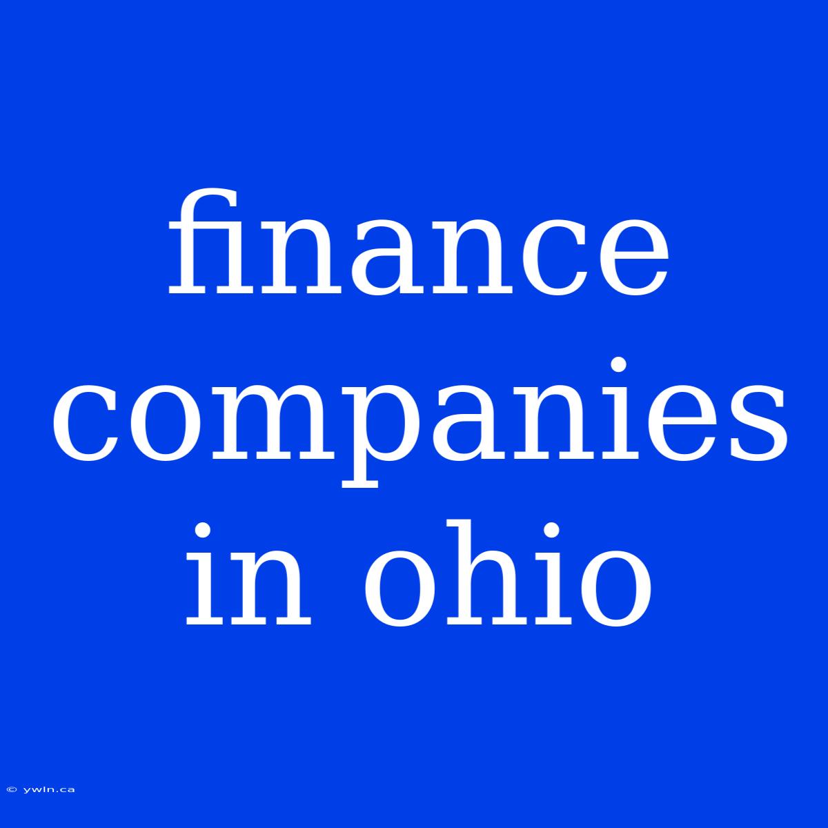 Finance Companies In Ohio