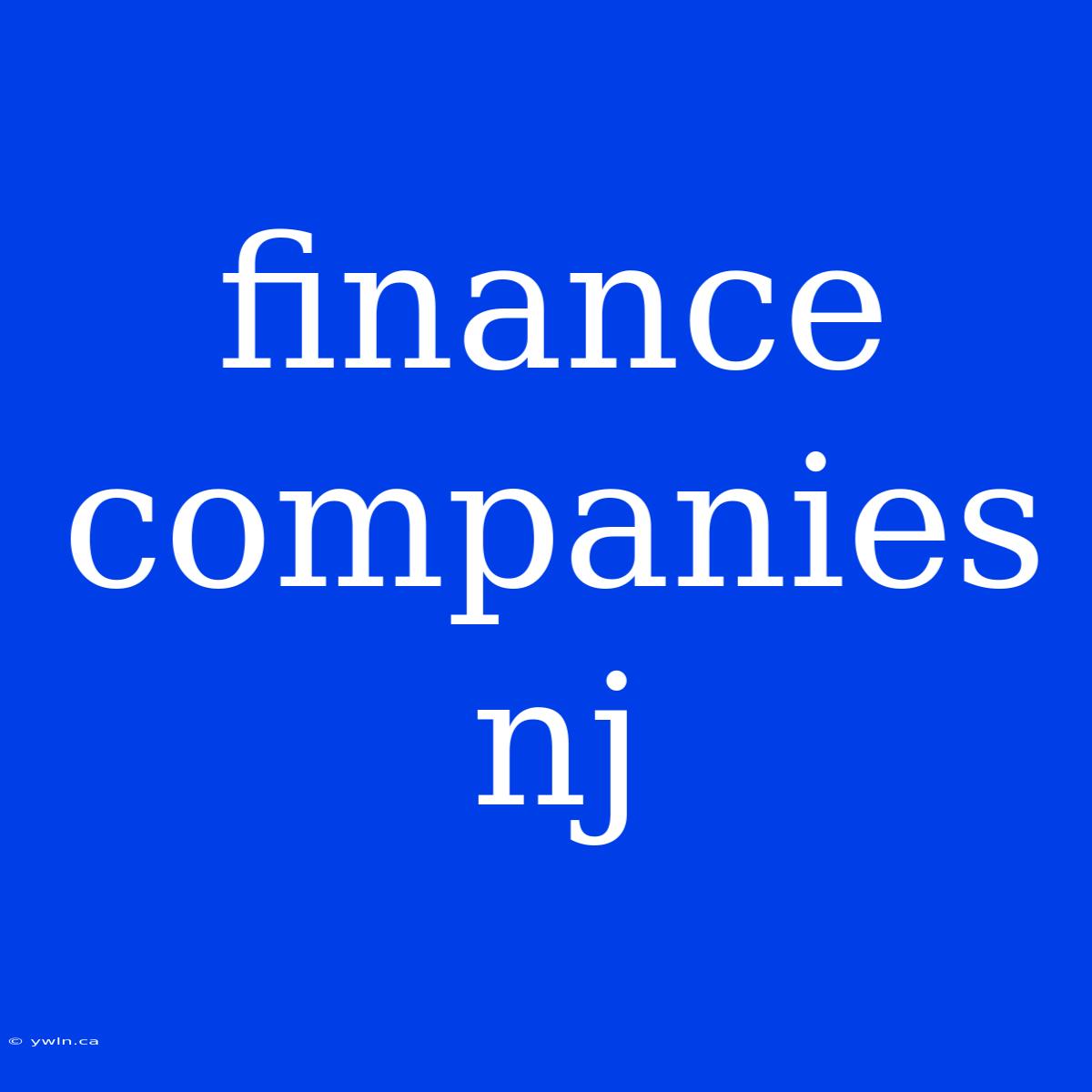 Finance Companies Nj