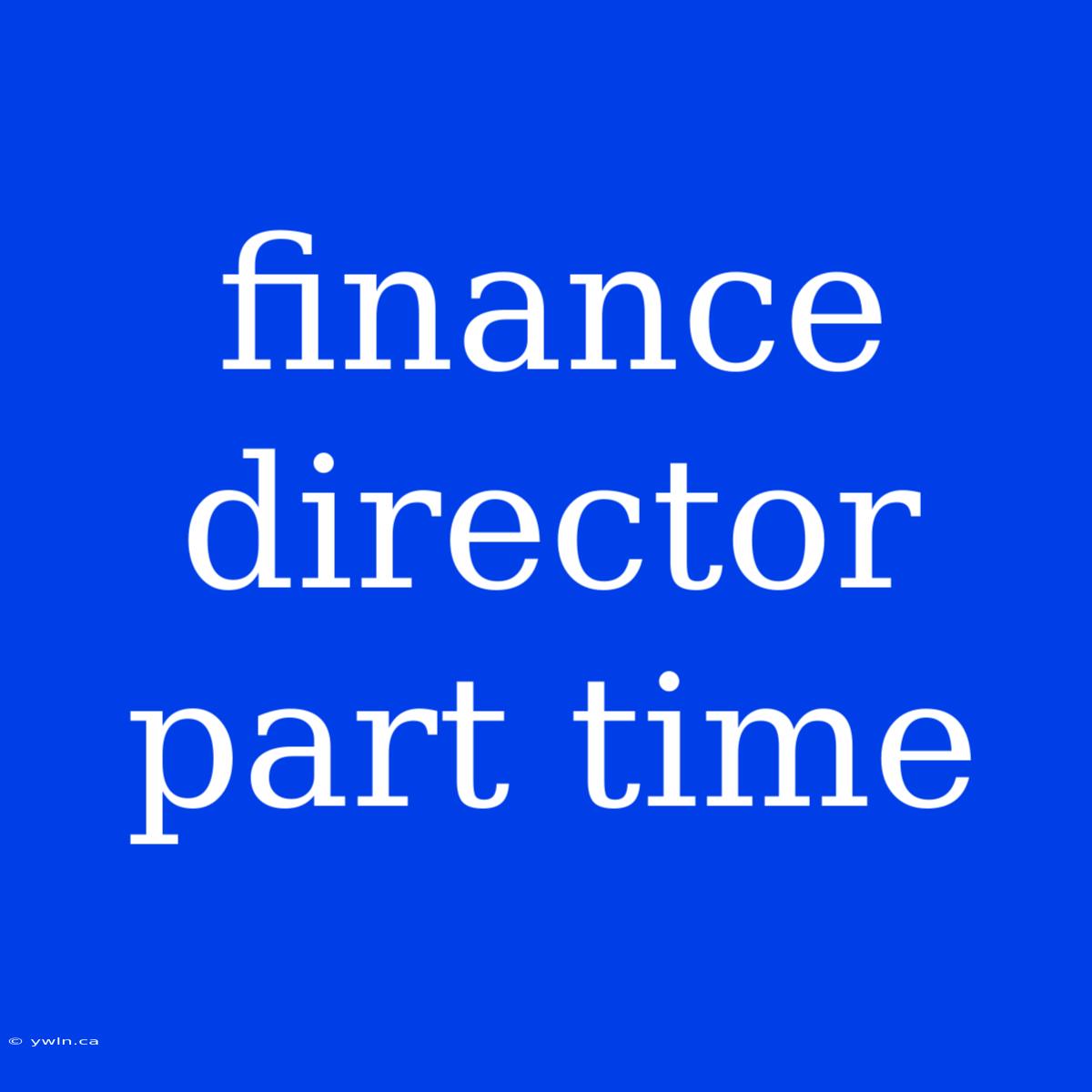 Finance Director Part Time