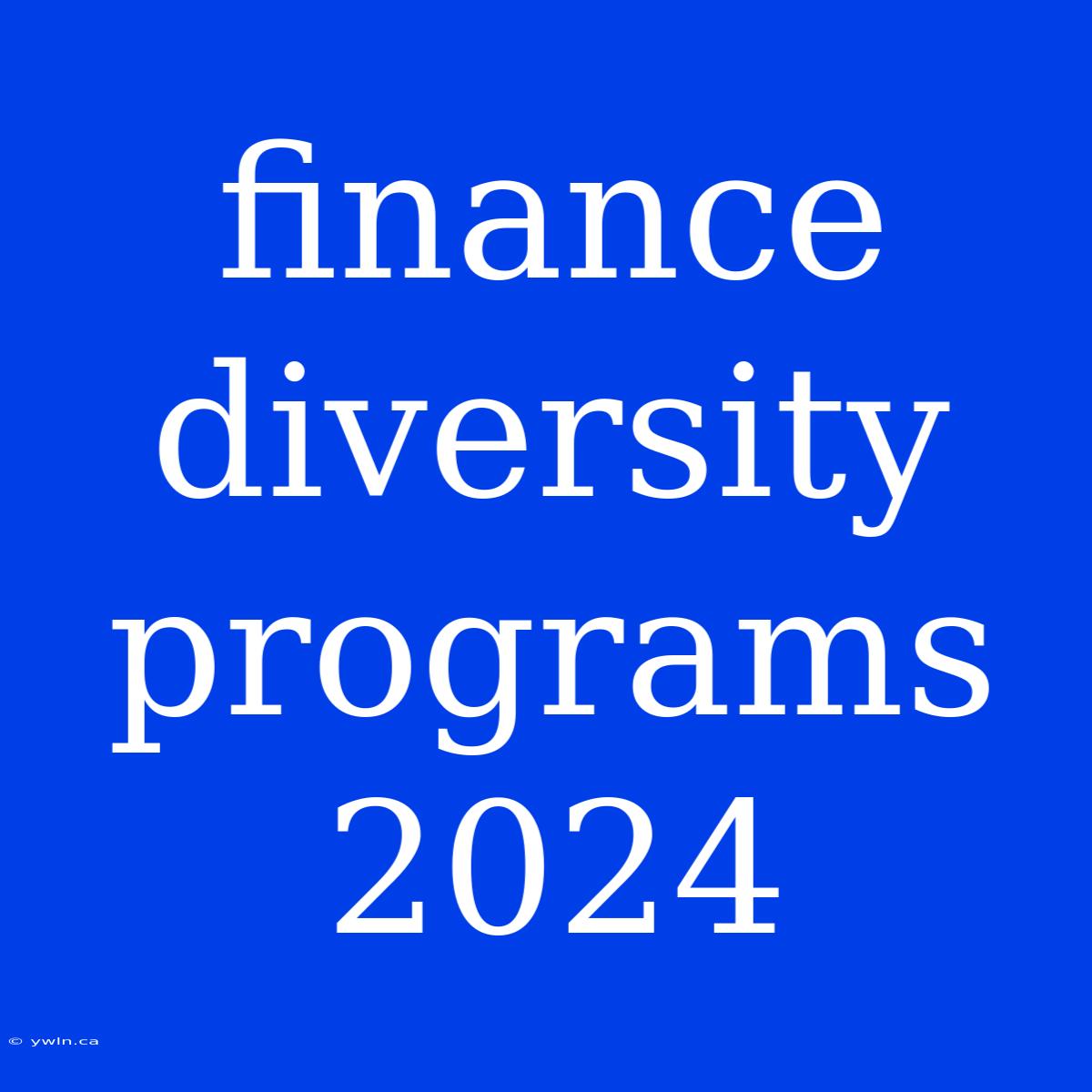 Finance Diversity Programs 2024