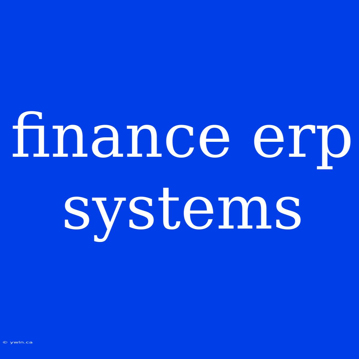 Finance Erp Systems