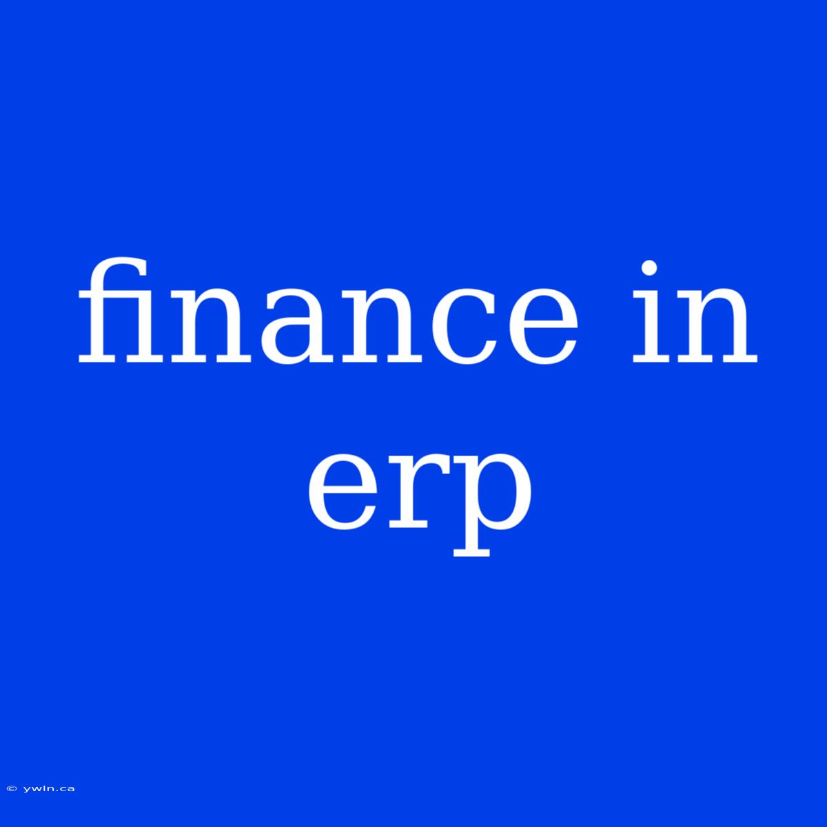 Finance In Erp