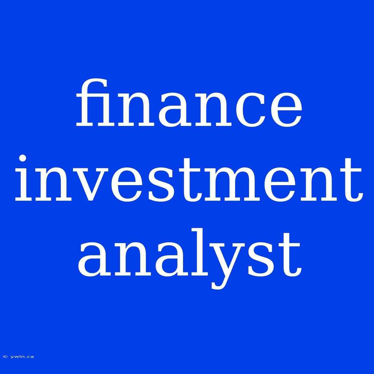 Finance Investment Analyst