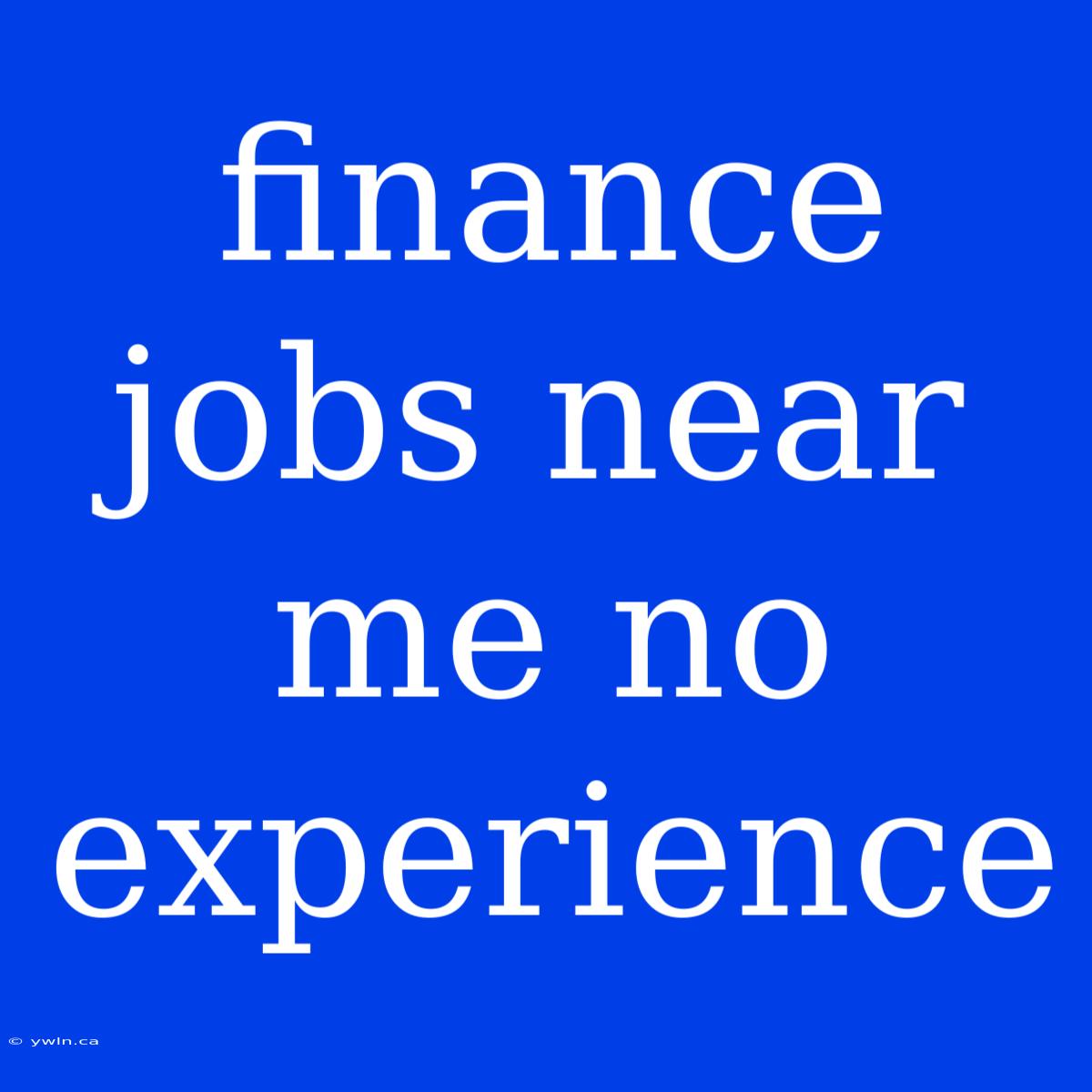 Finance Jobs Near Me No Experience