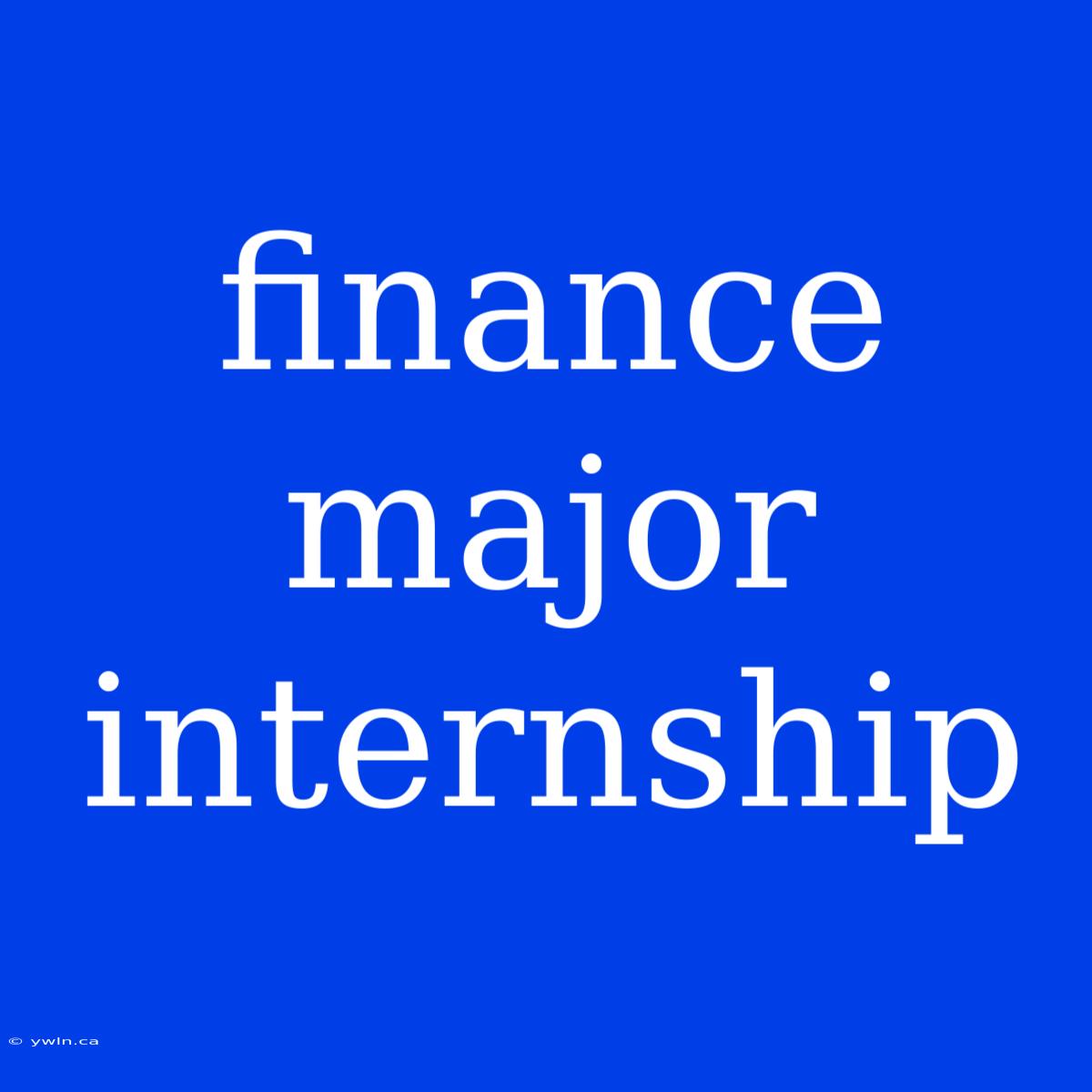 Finance Major Internship