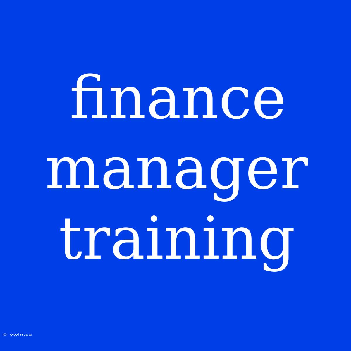 Finance Manager Training