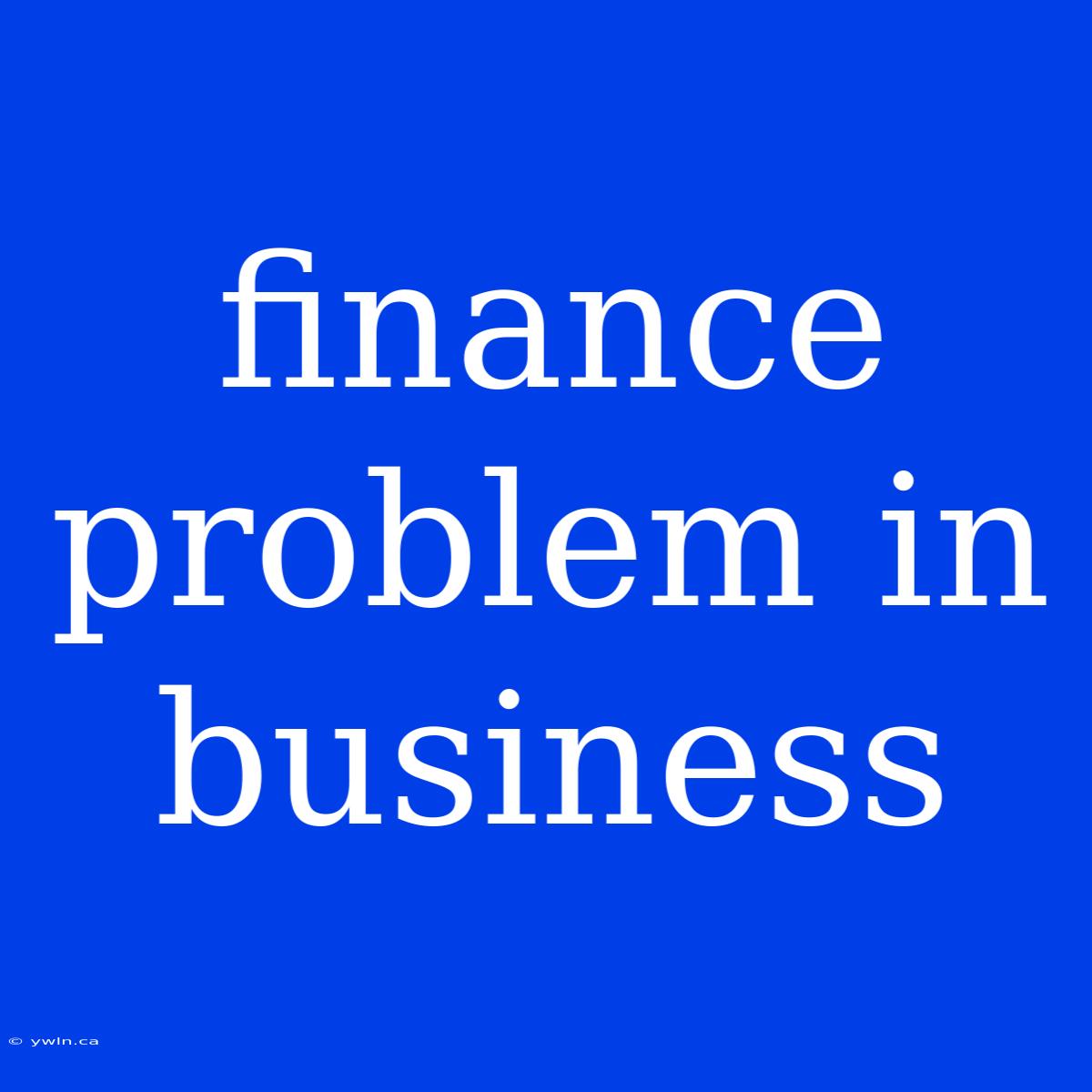 Finance Problem In Business