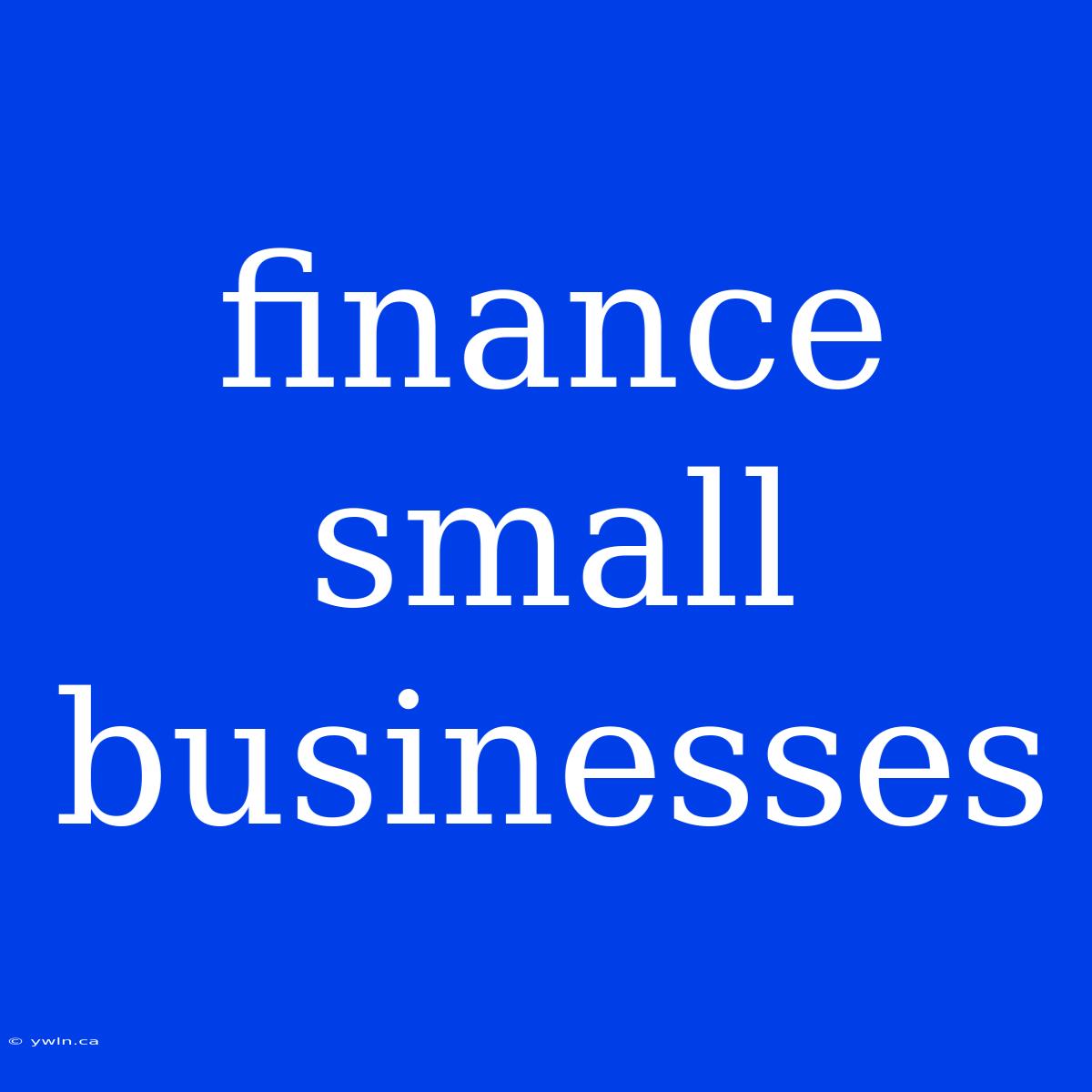 Finance Small Businesses