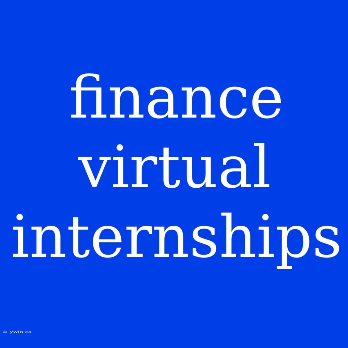 Finance Virtual Internships