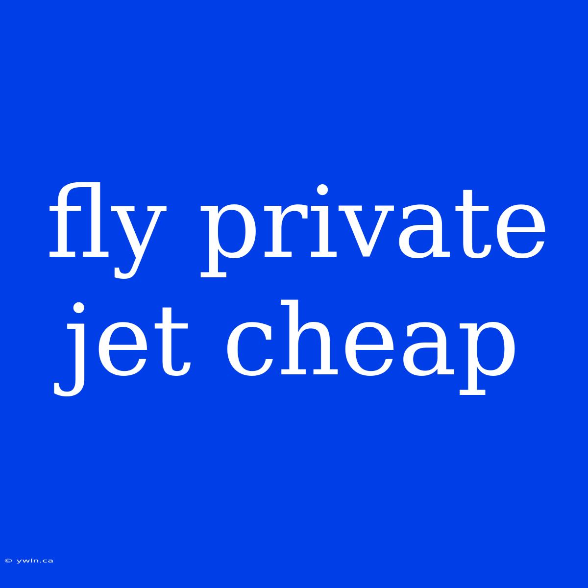 Fly Private Jet Cheap