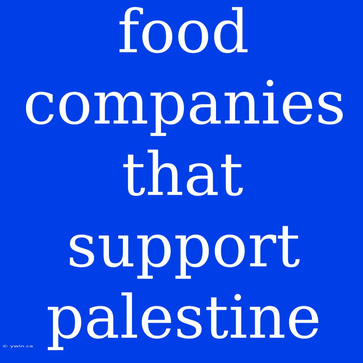 Food Companies That Support Palestine