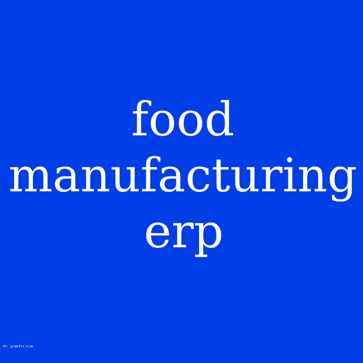 Food Manufacturing Erp