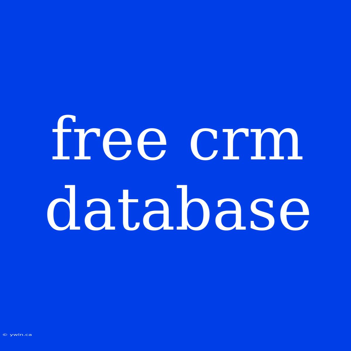 Free Crm Database