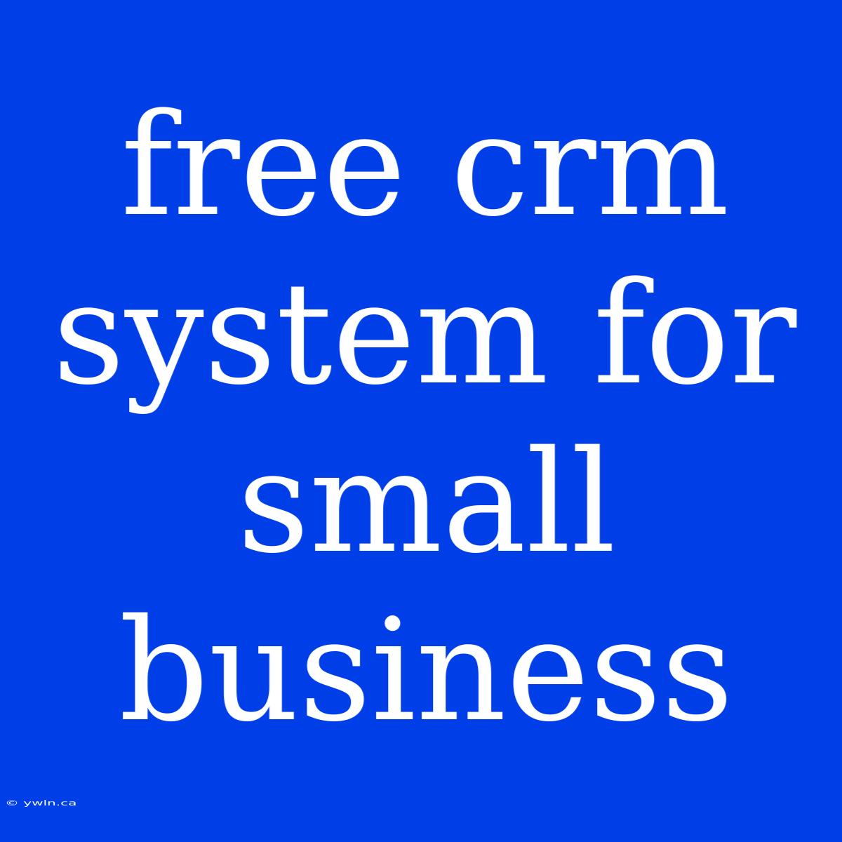 Free Crm System For Small Business