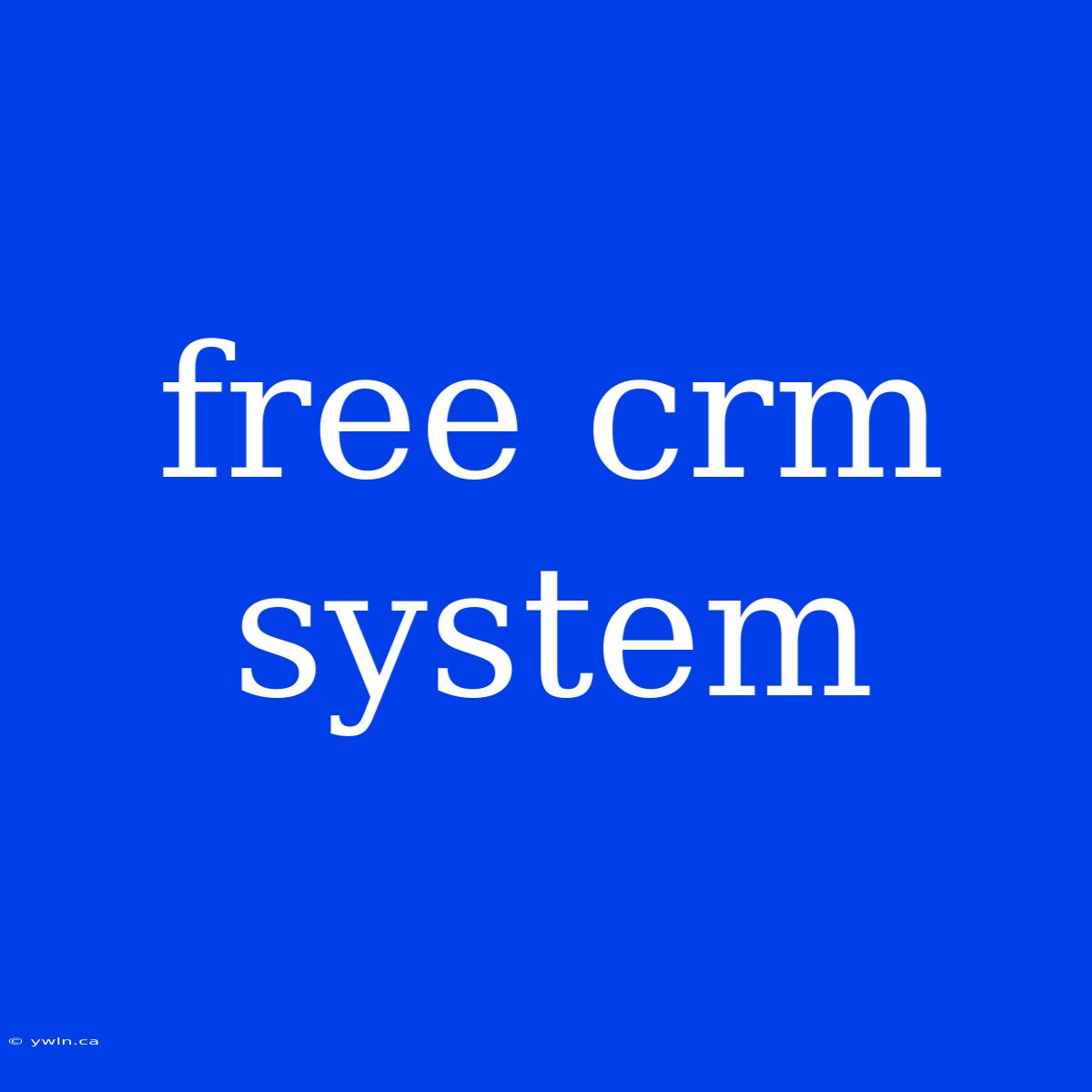 Free Crm System