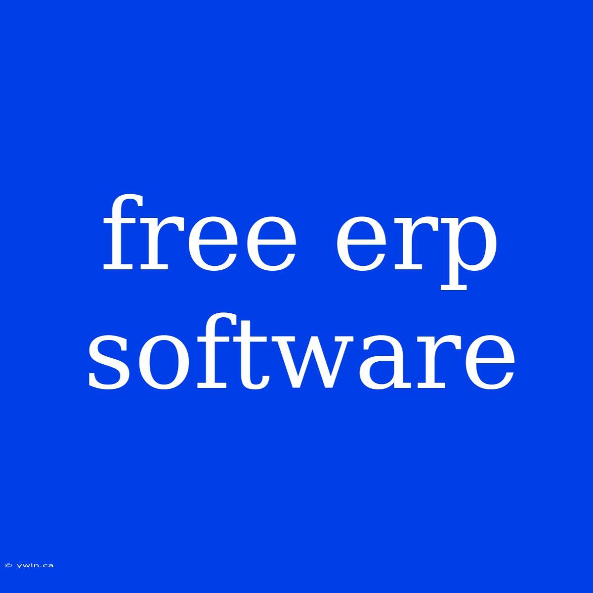 Free Erp Software