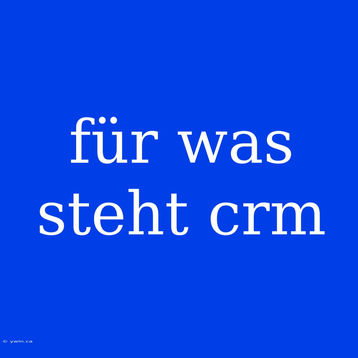 Für Was Steht Crm