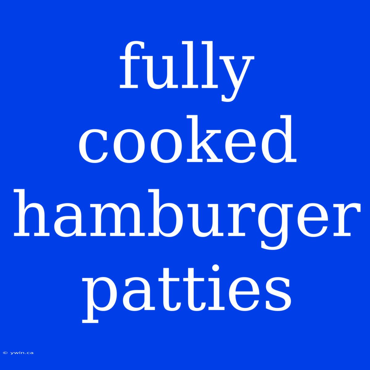 Fully Cooked Hamburger Patties