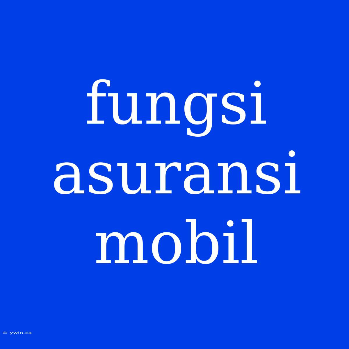 Fungsi Asuransi Mobil